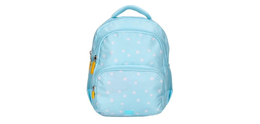 Mochila escolar liderpapel multibolsillo infantil azul flowers 350x110x270 mm