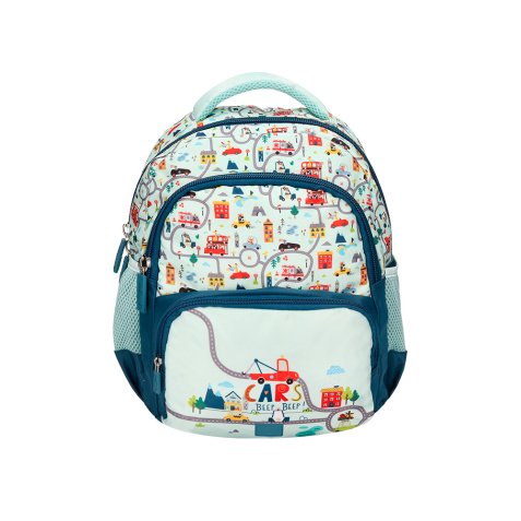 Mochila escolar liderpapel multibolsillo infantil azul cars 350x110x270 mm