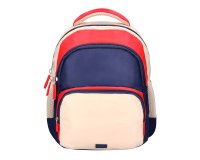 Mochila escolar liderpapel multibolsillo infantil azul marino rojo beige 350x110x270 mm