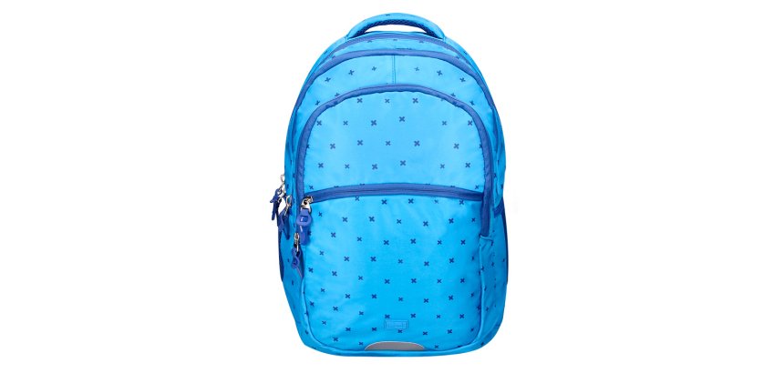 Mochila escolar liderpapel multibolsillo para portatil azul cruces 450x145x300 mm