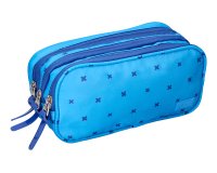 Estuche portatodo liderpapel multibolsillo 3 cremalleras azul cruces a juego con mochila 150x90x240 mm