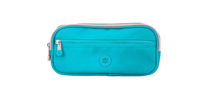 Estuche portatodo antartik fusion flex 3 cremalleras turquesa compañero mochila 100x60x220 mm