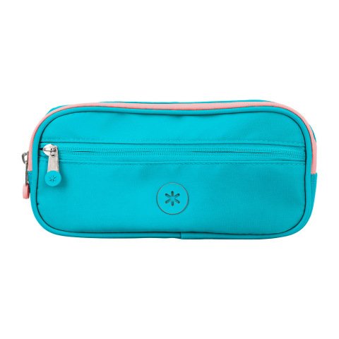 Estuche portatodo antartik fusion flex 3 cremalleras turquesa compañero mochila 100x60x220 mm
