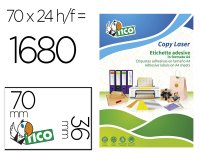 Etiquetas adhesivas Tico naranja fluorescente permanente láser / inkjet / fotocopia 70 x 36 mm - Caja de 1680 unidades