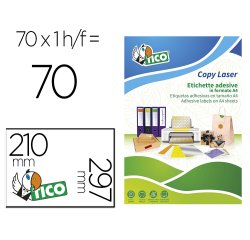 Etiqueta adhesiva Tico naranja fluorescente permanente laser/inkjet/fotocopia 210 x 297mm - Caja de 70 unidades