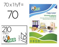 Etiqueta adhesiva Tico verde fluorescente permanente laser/inkjet/fotocopia 210 x 297 mm - Caja de 70 unidades