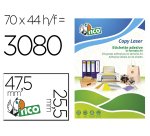 Etiquetas adhesivas Tico verde fluorescente permanente laser / inkjet / fotocopia 47,5 x 25,5 mm - Caja de 3080 unidades