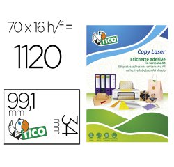 Etiqueta adhesiva tico rojo fl uorescentes permanente fsc laser/inkjet/fotocopia 99,1x34 mmcaja de 1120 unidades