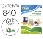 Etiqueta adhesiva Tico amarillo fluorescente permanente laser / inkjet / fotocopia redonda 63,5 mm - Caja de 840 unidades