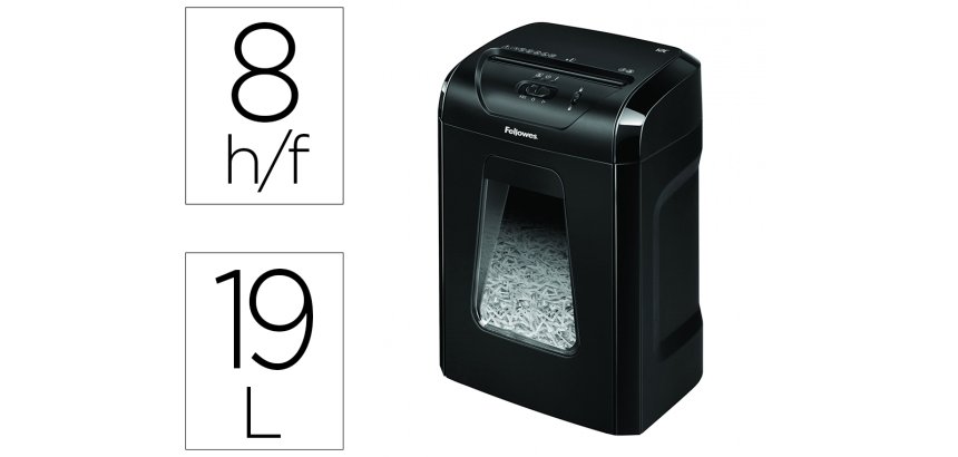 Destructora de documentos fellowes 12c capacidad 8h seguridad p4 grapas clips y tarjetas papelera 19 l