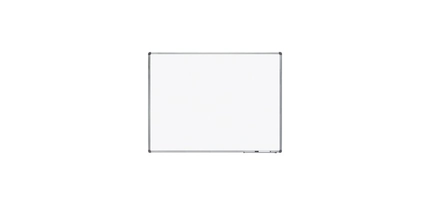 Pizarra blanca rocada lacada magnetica marco aluminio con cantoneras 90x120 cm