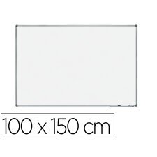 Pizarra blanca rocada lacada magnetica marco aluminio con cantoneras 100x150 cm