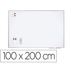 Pizarra blanca rocada lacada magnetica marco aluminio con cantoneras 100x200 cm
