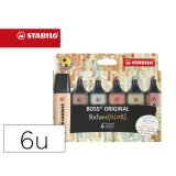 Rotulador stabilo boss pastel fluorescente 70 nature colors estuche de 6 unidades colores surtidos