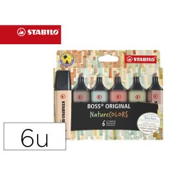 Rotulador stabilo boss pastel fluorescente 70 nature colors estuche de 6 unidades colores surtidos