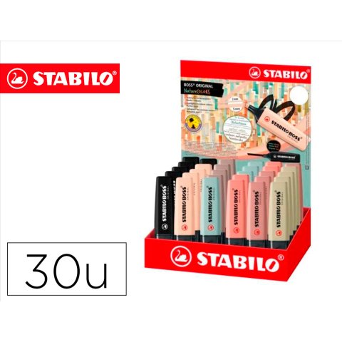 Rotulador stabilo boss pastel fluorescente 70 nature colors expositor de 30 unidades colores surtidos