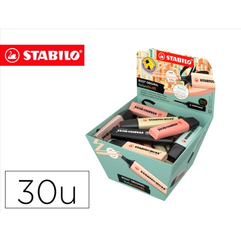 Rotulador stabilo boss pastel fluorescente 70 nature colors expositor cesta de 30 unidades colores surtidos