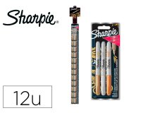 Rotulador sharpie permanente fino metalico blister de 3 unidades oro/plata/bronce clipstrip de 12 blister