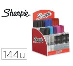 Expositor sharpie de sobremesa acrilico con 120 rotuladores permanentes y 24 boligrafos gel colores