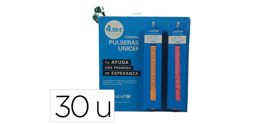 Pulsera de tela unicef expositor de 30 unidades surtidas