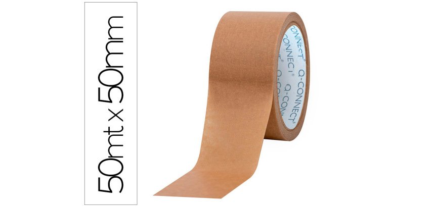 Cinta adhesiva q-connect kraft 50 m x 50 mm para embalaje