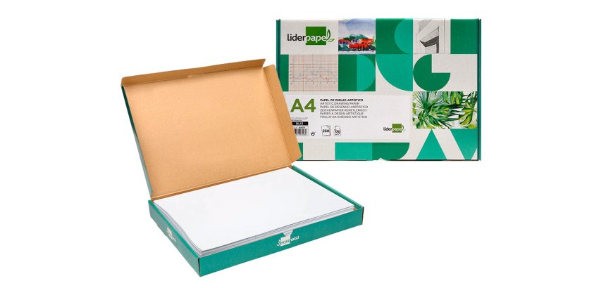 Papel dibujo liderpapel 210x297 mm 130 gr sin recuadro din a4 hoja