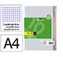 Recambio liderpapel a4 200+50 hojas 90gr cuadro 4mm con margen 4 taladros