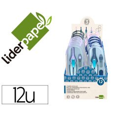 Compas liderpapel lock device con adaptador universal y tubo de minas expositor con 12 unidades colores surtidos