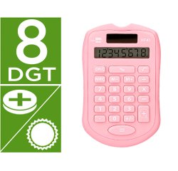 Calculadora liderpapel bolsillo xf41 8 digitos solar y pilas color rosa 94x59,5x10,5mm