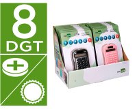 Calculadora liderpapel bolsillo xf44 8 digitos solar y pilas 94x59,5x10,5mm coloresnegro verde rosa exp de 16