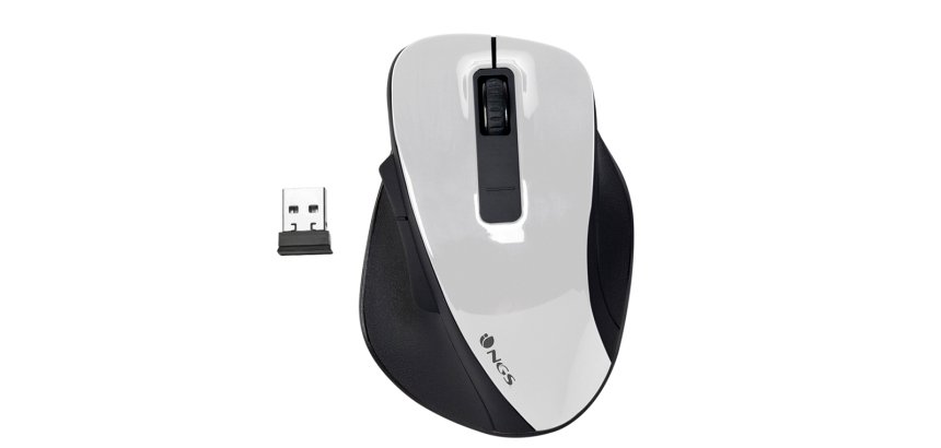 Raton ngs bow optico 800/1200/1600 dpi inalambrico 5 botones optico receptor 2.4 ghz blanco