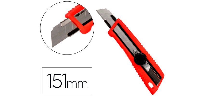 Cuter q-connect plastico ancho bloqueo de la hoja por rueda guia metalica para la cuchilla 18 mm xd-190 blister 1 unida