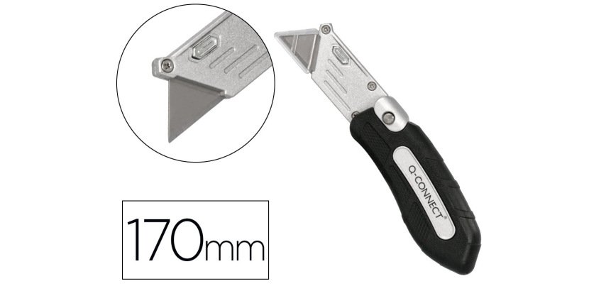 Cuter q-connect metalico ancho plegable con mango antideslizante cuchilla 19 mm xd-925 conclip blister 1 unidad