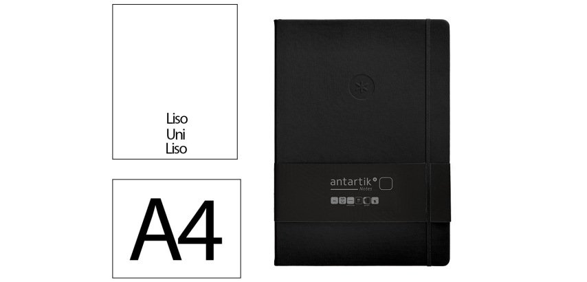 Cuaderno con gomilla Antartik notes tapa dura A4 hojas lisas negro 100 hojas 80 g