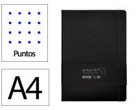Cuaderno con gomilla Antartik notes tapa dura A4 hojas puntos negro 100 hojas 80 g