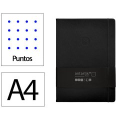 Cuaderno con gomilla Antartik notes tapa dura A4 hojas puntos negro 100 hojas 80 g