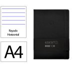 Cuaderno con gomilla antartik notes tapa dura a4 hojas rayas negro 100 hojas 80 g