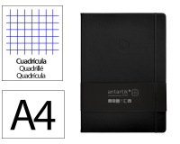 Cuaderno con gomilla Antartik notes tapa dura A4 hojas cuadricula negro 100 hojas 80 g