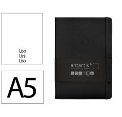 Cuaderno con gomilla antartik notes tapa dura a5 hojas lisas negro 100 hojas 80 gr fsc