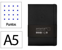 Cuaderno con gomilla antartik notes tapa dura a5 hojas puntos negro 100 hojas 80 gr fsc
