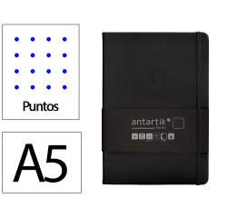 Cuaderno con gomilla Antartik notes tapa dura A5 hojas puntos negro 100 hojas 80 g