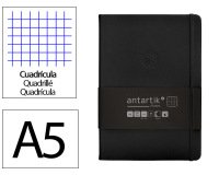 Cuaderno con gomilla Antartik notes tapa dura A5 hojas cuadricula negro 100 hojas 80 g