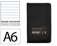 Cuaderno con gomilla Antartik notes tapa dura A6 hojas rayas negro 100 hojas 80 g