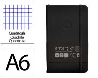 Cuaderno con gomilla Antartik notes tapa dura A6 hojas cuadricula negro 100 hojas 80 g