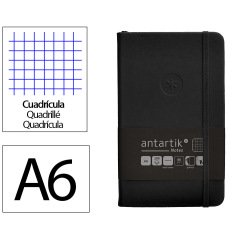 Cuaderno con gomilla Antartik notes tapa dura A6 hojas cuadricula negro 100 hojas 80 g