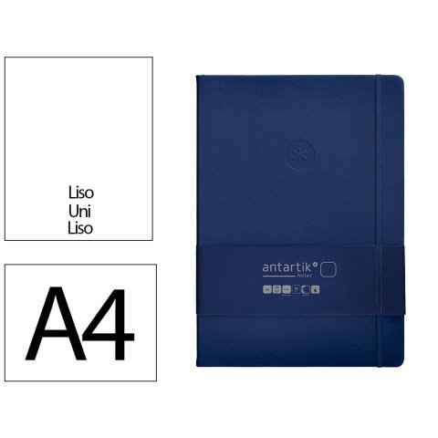 Cuaderno con gomilla Antartik notes tapa dura A4 hojas lisas azul marino 100 hojas 80 g