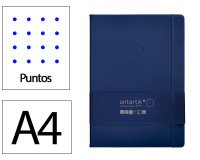 Cuaderno con gomilla Antartik notes tapa dura A4 hojas puntos azul marino 100 hojas 80 g