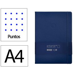 Cuaderno con gomilla Antartik notes tapa dura A4 hojas puntos azul marino 100 hojas 80 g