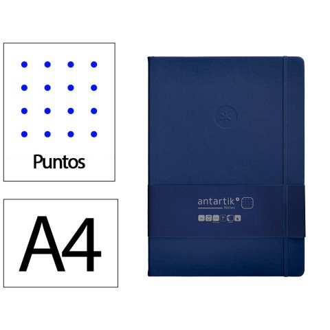 Cuaderno con gomilla Antartik notes tapa dura A4 hojas puntos azul marino 100 hojas 80 g