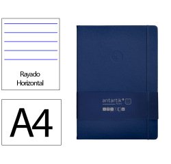 Cuaderno con gomilla Antartik notes tapa dura A4 hojas rayas azul marino 100 hojas 80 g